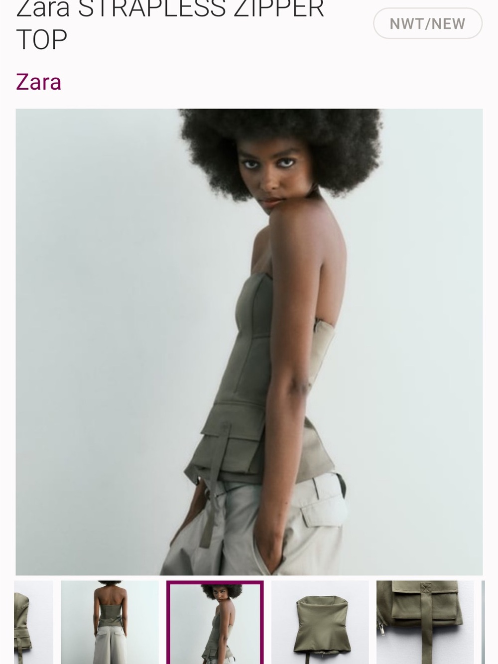 Zara Olive Green Structured Corset Crop Top